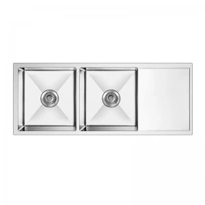 225dpth Bacia dupla de aço inoxidável reversível drainboard pia de cozinha