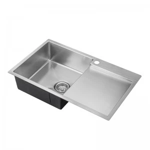 Design especial com buraco de torneira de aço inoxidável tigela única drainboard pia de cozinha